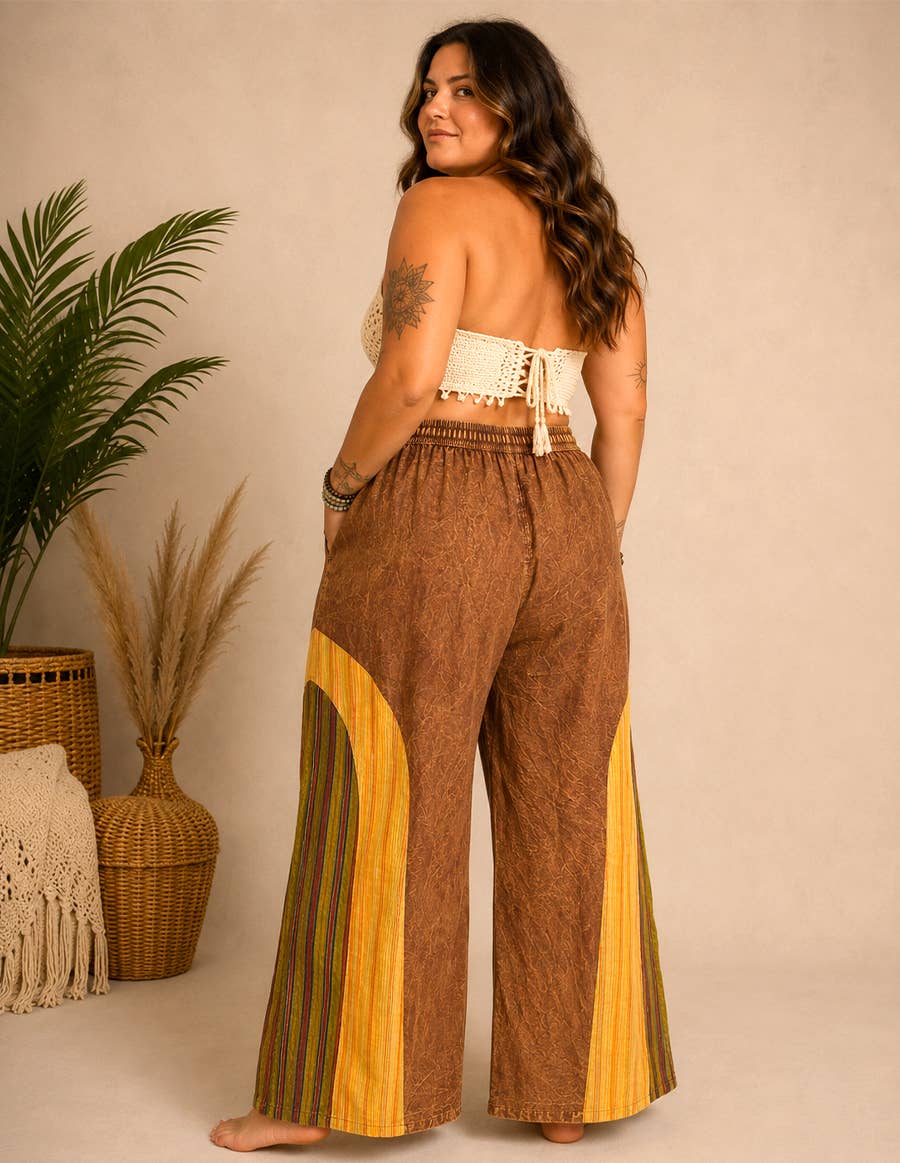 Boho Stripe Wide Leg Palazzo Pants