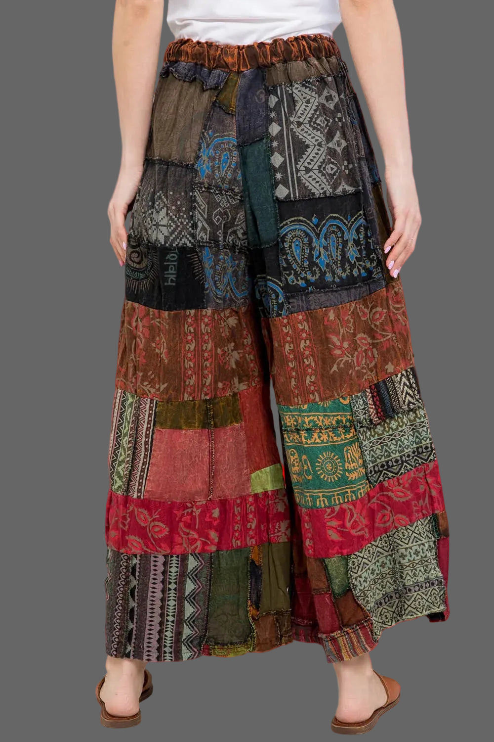 Patchwork Wide-Leg Pants (TH-1628): Free Size
