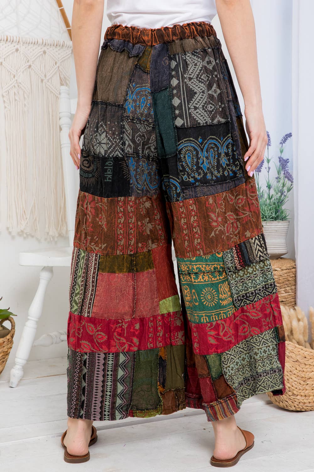 Patchwork Wide-Leg Pants (TH-1628): Free Size