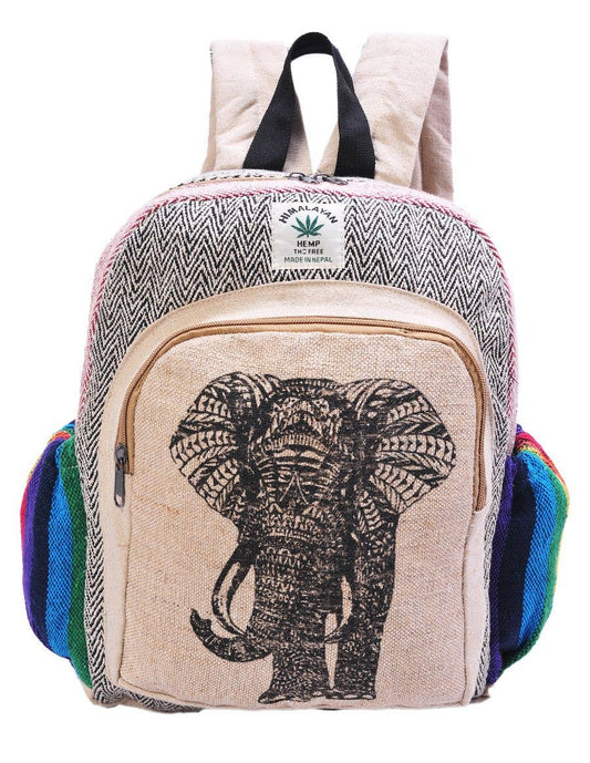 Elephant Printed Bohemian Hippie Boho Hemp Backpack