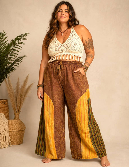 Boho Stripe Wide Leg Palazzo Pants