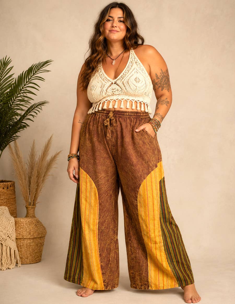 Boho Stripe Wide Leg Palazzo Pants