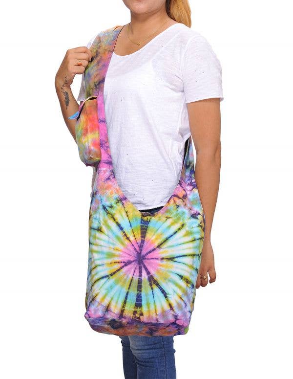 Round Tie Dye Cotton Bohemian Hippie Boho Crossbody Hobo Bag
