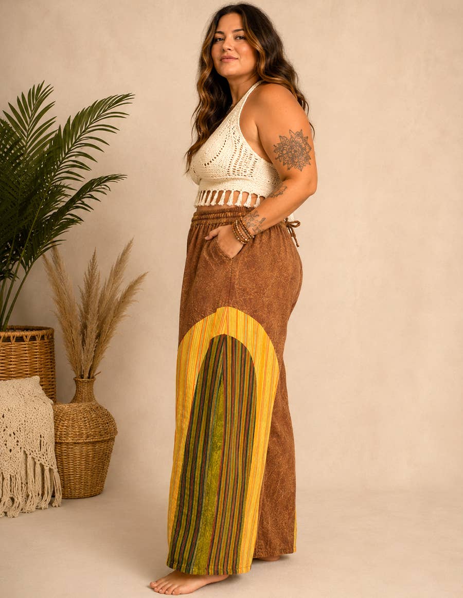 Boho Stripe Wide Leg Palazzo Pants